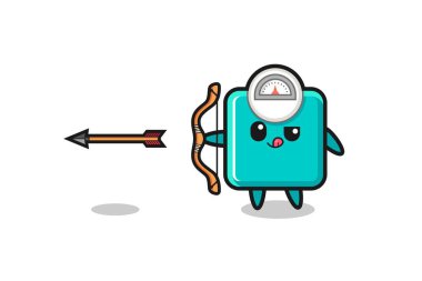 Okçuluk yapan ağırlık ölçeği karakteri, şirin tasarım