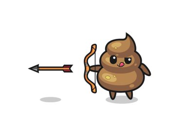 Okçuluk yapan kaka karakteri, şirin tasarım.