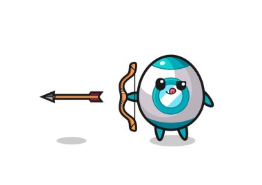 Okçuluk yapan roket karakterinin çizimi, şirin tasarım