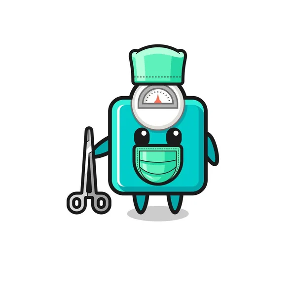 Surgeon Weight Scale Mascot Character Cute Design — Stock vektor