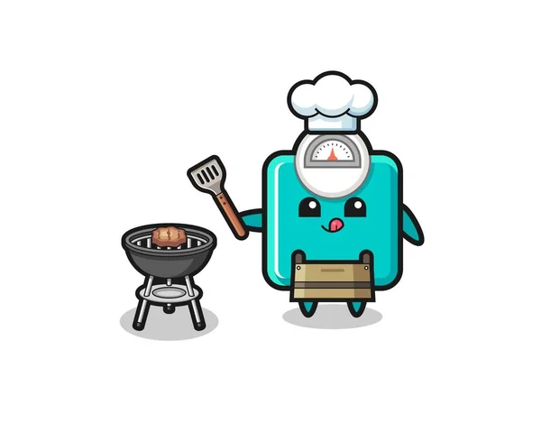 Weight Scale Barbeque Chef Grill Cute Design — Stock Vector