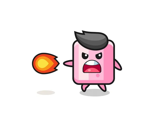 Cute Marshmallow Mascot Shooting Fire Powe — 图库矢量图片