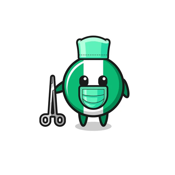 Surgeon Nigeria Flag Mascot Characte — Διανυσματικό Αρχείο