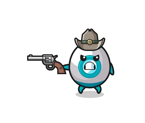 Raket Cowboy Schieten Met Een Pistool Schattig Ontwerp — Stockvector