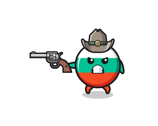 Bułgarska Flaga Kowboj Strzelanie Pistoletu Ładny Design — Wektor stockowy