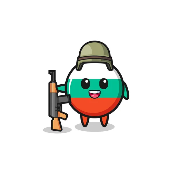 Cute Bulgaria Flag Mascot Soldier Cute Design — 图库矢量图片