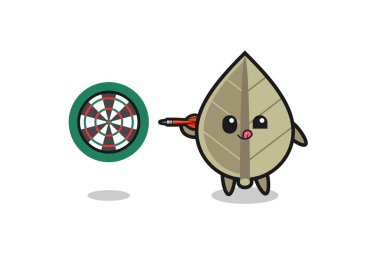 Şirin kurumuş yaprak dart oynuyor, şirin tasarım.