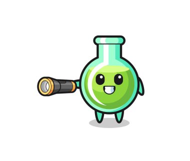 Laboratuar beherleri maskot elinde fener, şirin tasarım