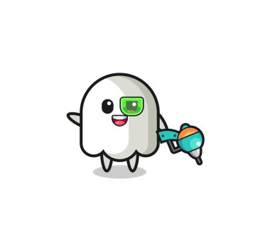 Hayalet çizgi film geleceğin savaşçı maskotu, şirin tasarım.