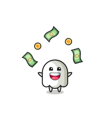 Gökten para düşen hayaletin resmi, şirin bir tasarım.