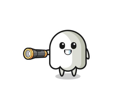 El feneri tutan hayalet maskot, şirin tasarım.