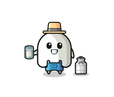 Süt çiftçisi rolünde hayalet çizgi film, şirin bir tasarım.