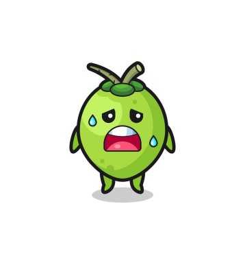 Hindistan cevizinin yorgunluk karikatürü, şirin tasarım.