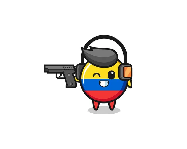 Illusztráció Kolumbiai Zászló Rajzfilm Csinál Lőtér Aranyos Design — Stock Vector