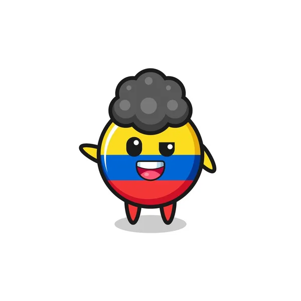 Colombia Flagga Karaktär Som Afro Pojke Söt Design — Stock vektor