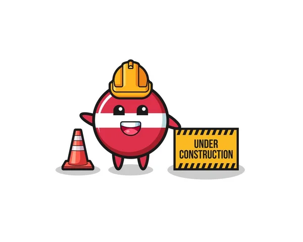 Illustration Latvia Flag Construction Banner Cute Design — 图库矢量图片