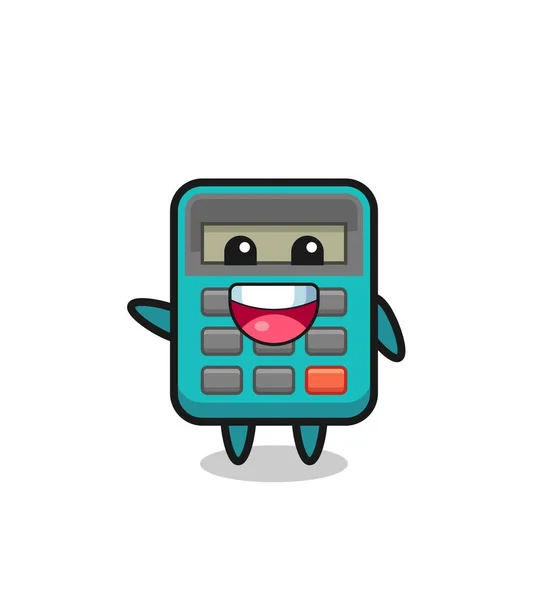 Calculatrice Heureuse Personnage Mascotte Mignon Design Mignon — Image vectorielle