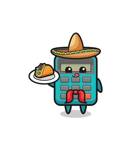 Räknare Mexikansk Kock Maskot Håller Taco Söt Design — Stock vektor
