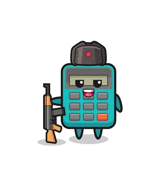 Cute Calculator Cartoon Russian Army Cute Design — 图库矢量图片
