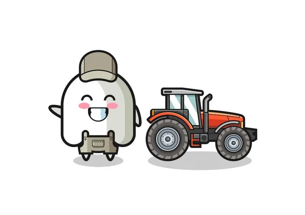 Szellem Farmer Kabala Áll Egy Traktor Mellett Aranyos Design — Stock Vector