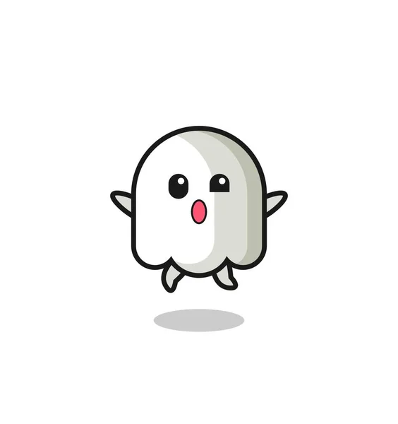 Ghost Character Jumping Gesture Cute Design — Stock Vector