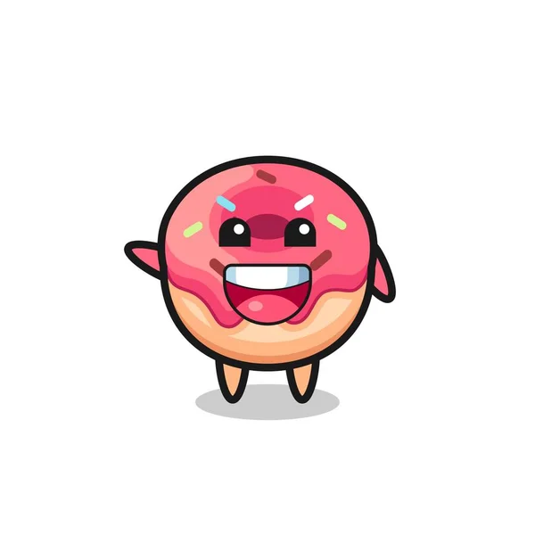 Donut Feliz Personagem Mascote Bonito Design Bonito — Vetor de Stock