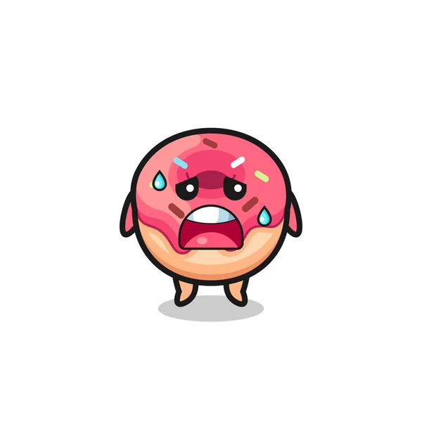 Vermoeidheid Cartoon Van Donut Schattig Ontwerp — Stockvector