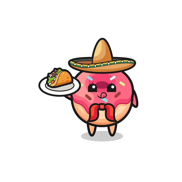 Munk Mexikansk Kock Maskot Håller Taco Söt Design — Stock vektor