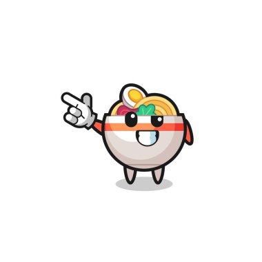 Erişte kasesi maskotu sol üst tarafı gösteriyor, şirin tasarım.