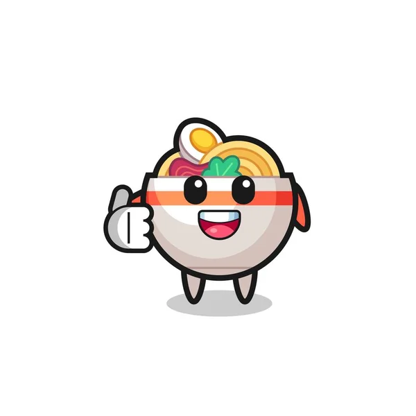 Noodle Bowl Mascot Doing Thumbs Gesture Cute Design — Stock Vector