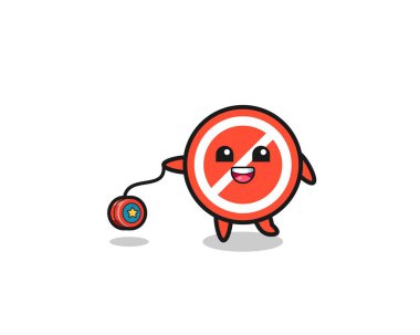 cartoon of cute stop sign playing a yoyo , cute design