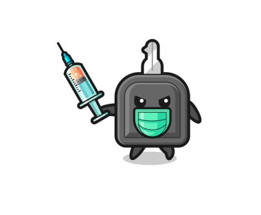 illustration of the car key to fight the virus , cute design