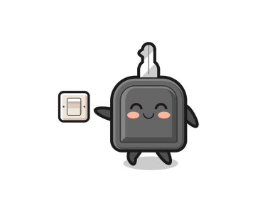 cartoon car key is turning off light , cute design