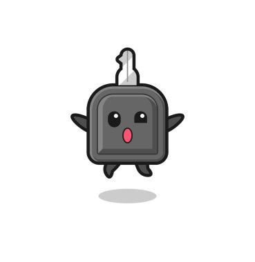 car key character is jumping gesture , cute design