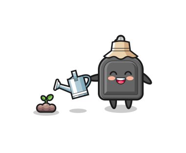 cute car key is watering plant seeds , cute design