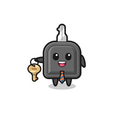 cute car key as a real estate agent mascot , cute design