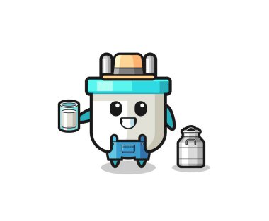 electric plug cartoon as the dairy farmer , cute design