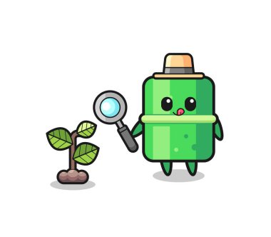 cute bamboo herbalist researching a plants , cute design