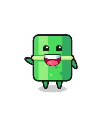 happy bamboo cute mascot character , cute design