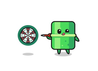 cute bamboo is playing dart , cute design