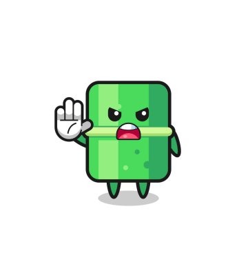 bamboo character doing stop gesture , cute design