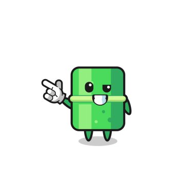 bamboo mascot pointing top left , cute design