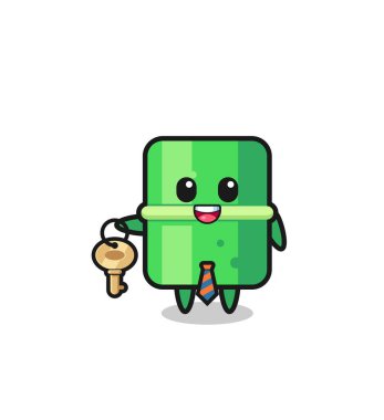 cute bamboo as a real estate agent mascot , cute design