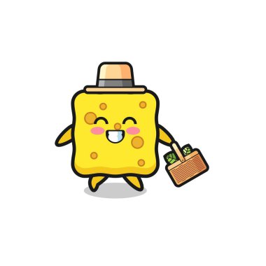 sponge herbalist character searching a herbal , cute design