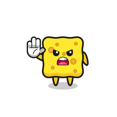 sponge character doing stop gesture , cute design