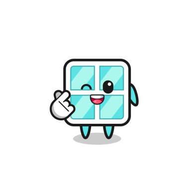window character doing Korean finger heart , cute design