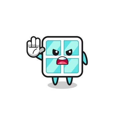 window character doing stop gesture , cute design