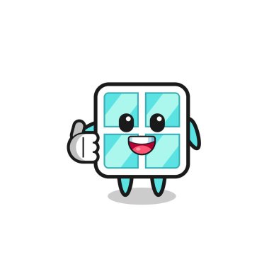 window mascot doing thumbs up gesture , cute design