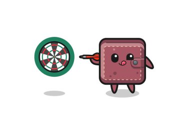 cute leather wallet is playing dart , cute design