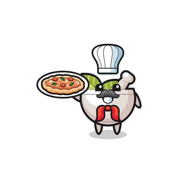 Herbal Bowl Character Italian Chef Mascot Cute Design — Vector de stock